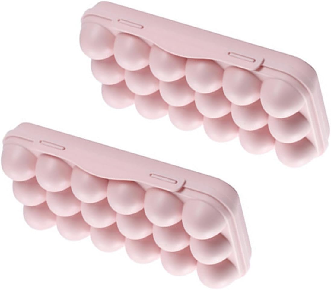 Garneck 2pcs Stackable Egg Storage Box Portable Shatterproof Egg Holder for Refrigerator Keeps Fresh and Organized Pink