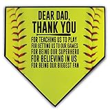 Softball Stitches Home Plate Plaque | Your Message to Dad | Ready to Autograph Dear Dad Plural