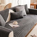 Luxvara Funda Sofa Chaise Long, Nuevas Antideslizantes Universales 1/2/3/4 Plazas Protector Cubre Sofa, Funda de Sofá Impermeable con Textura Gruesa Sólida para Sala de Estar (Gris, 90x90cm)