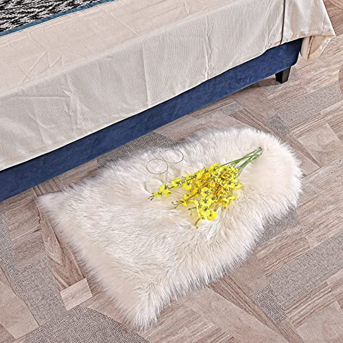 Hlzhou Soft Faux Sheepskin Fur Rug Fluffy Fur Chair Cover Seat Pad Non-Slip Area Rug For Bedroom Living Room Floor Kids Room (White, 2 X 3 Feet) #TOP7