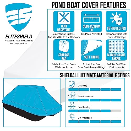 Eliteshield Waterproof Pond Boat Storage Cover, Fits Pond Prowler Bass Boat Up To 10.2Ft Long, Beam Width Up To 50 Inch Silver Color #TOP6