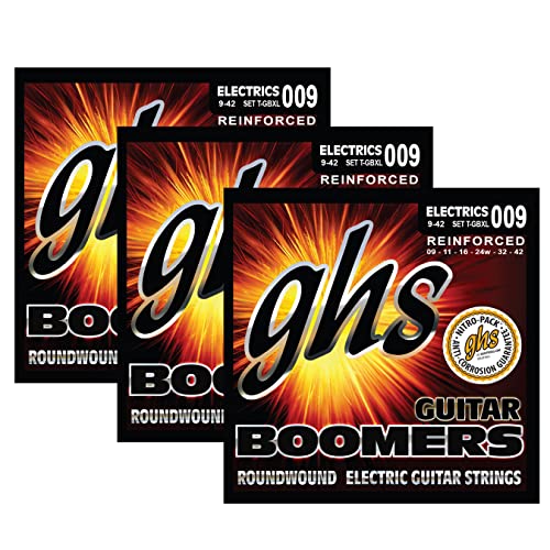 Ghs Strings - Reinforced Guitar Boomers - Electric Guitar Strings - Extra Light Gauge - 009-042 (3 Sets) - Ideal For Guitars With Tremolo Systems - T-Gbxl-3 Set (3 Sets) #TOP26