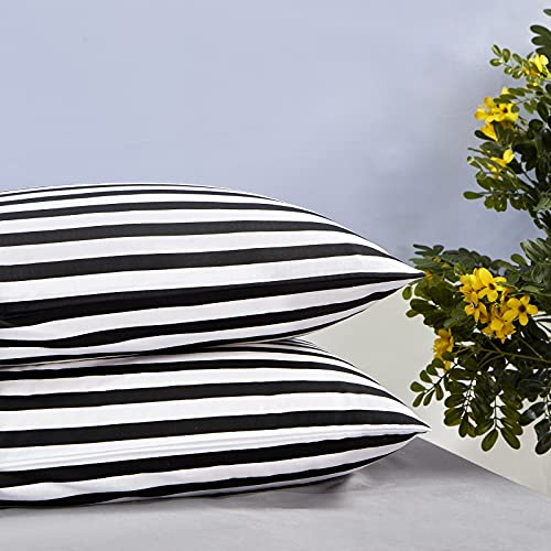 Wellboo Black Striped Comforter Sets Queen Boho Black Bedding Cotton Women Men Black And White Geometric Queen Quilt Comforters Modern Black Ticking Stripe Blankets Luxury Preppy Vertical Lines Bed #TOP6