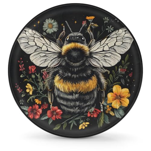 Image of Spare Tire Cover for RV Trailer, Bee Flower Tire Covers Universal Fit for Travel Trailer Camper Jeep RV SUV Truck Waterproof Wheel Cover (17 inch for Diameter 31 inch - 33 inch)