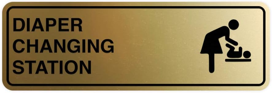 Signs ByLITA Standard Diapers Changing Station Sign (Brushed Gold) - Medium