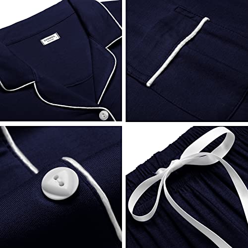 Image of SWOMOG Womens Button Down Pajamas Set Short Sleeve Sleepwear Bride Soft Pj Lounge Sets XS-3XL