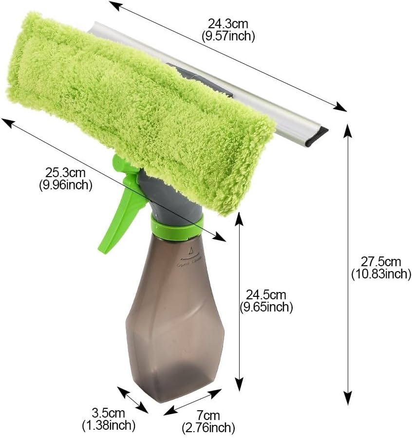 JSCARLIFE 3-in-1 Window Cleaning Kit – Spray Bottle Squeegee & Microfiber Pad – Streak-Free Glass Cleaner for Car Windshield Home Shower Mirror image 2