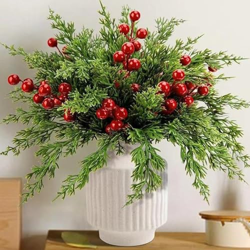 Branches pin réalistes et baies pour décorations d'arbre Noël - 4