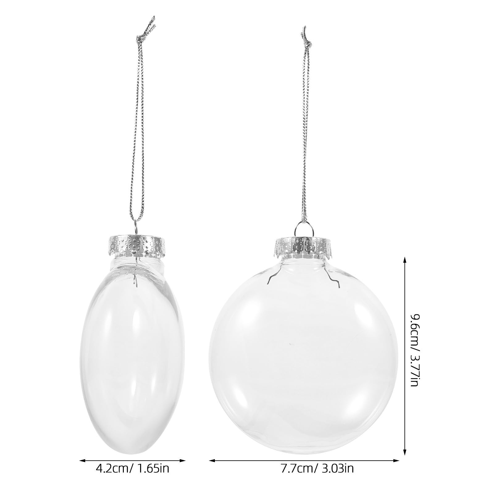 Gatuida 40 Piezas Bolas Transparentes de Navidad Rellenable de Pet Plástico, Bola Plana Desmontable Fácil de Usar para Decoración Colgante en Fiestas y Navidad