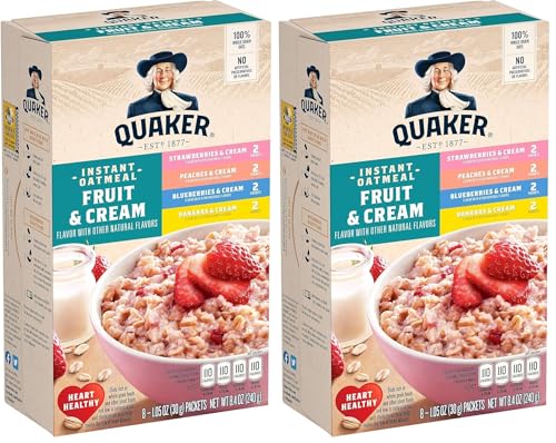 Image of Quaker Instant Oatmeal, Fruit & Cream Variety Pack, 8 Count(Pack of 2)