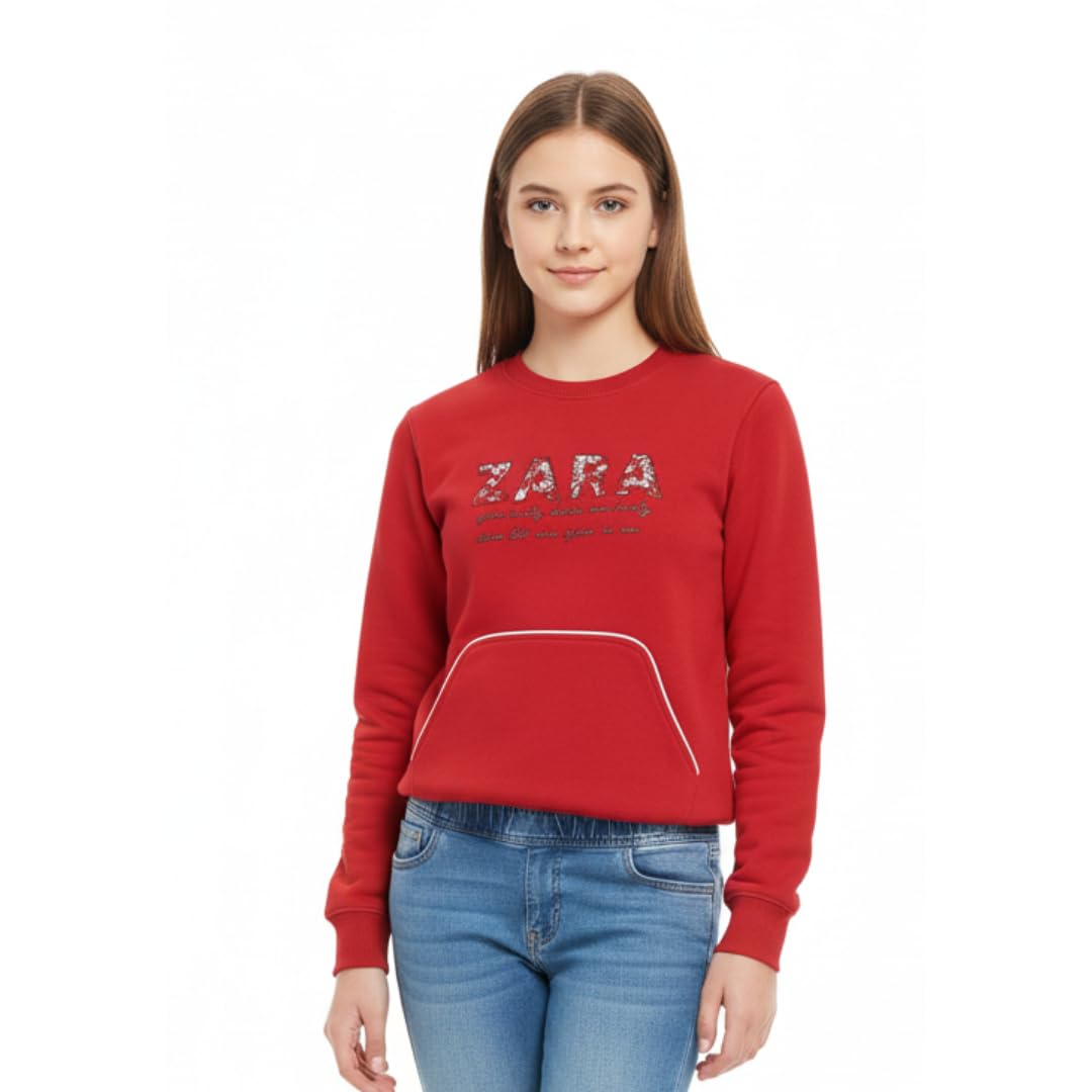 Kesar Store® Women's Cotton Fleece Stylish Sweatshirt | Three-Thread Winter Wear with Kangaroo Pockets.-picture-12