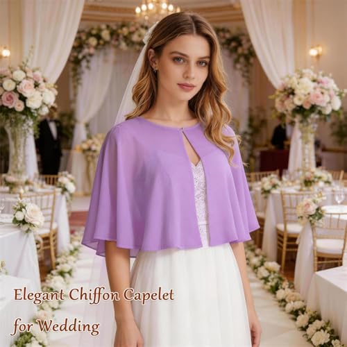 Image of Ciormis Chiffon Capelet Women's Soft Shawls and Wraps for Evening Dresses, Wedding Formal Dress Shawl Cape Cover up