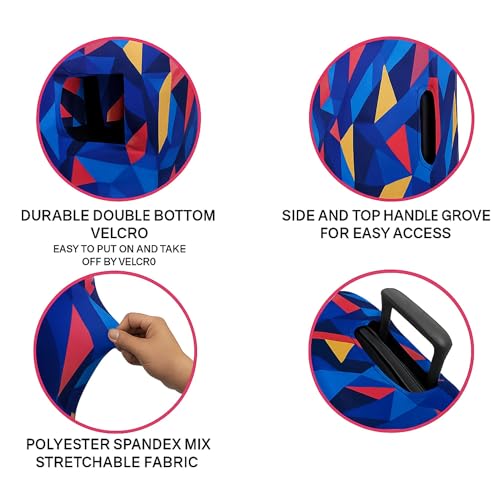 Image of AMPEREUS Trolley Bag Cover - Stretchless, Waterproof and Polyester Fabric with Multicolour Abstract Print Luggage Cover for Medium Size Suitcase Luggage Cover (24 Inch)