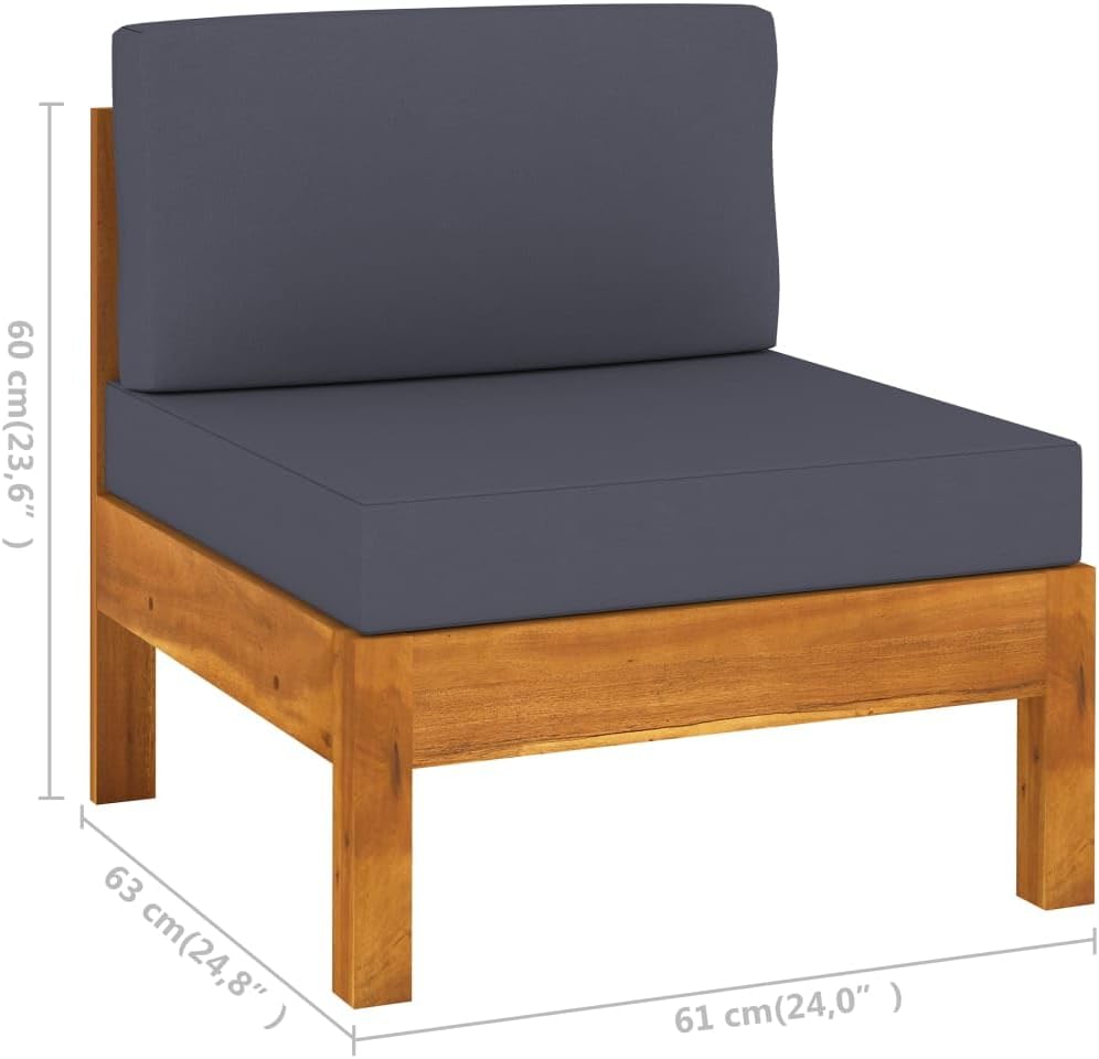 Middle Sofas 2 pcs with Dark Gray Cushions Solid Acacia Woodpatio Set Outdoor Furniture Patio Chairs Patio Furniture setSuitable for Garden Courtyard