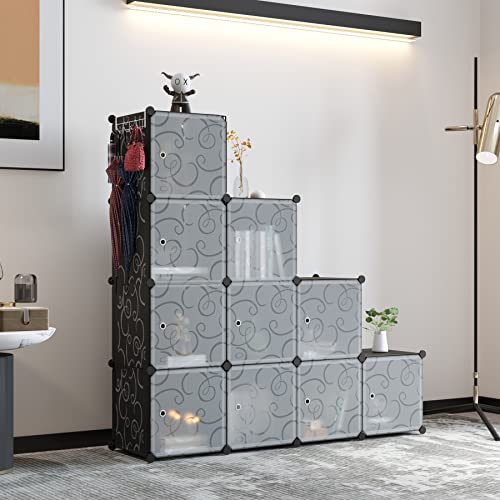Miniatura 3 de C Hogar Organizador De Almacenamiento En Forma De Cubo Con Puertas, Ideal Para Dormitorio, Sala De Estar, 36.6 Pulgadas De Largo X 12.4 Pulgadas De Ancho X 48.4 Pulgadas De Alto, Negro Ushs3012b-Door