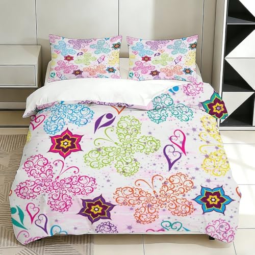 Housse de couette papillons lit single 135x200cm infroissable et douce - 8