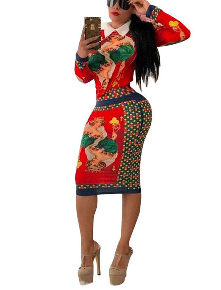 Piece Outfits For Women Cute Floral Bodycon Long Sleeve