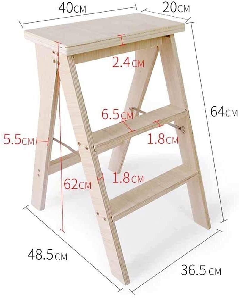 Taburete con 3 escaleras Plegables Escalera de Doble Uso Maciza Silla multifunción Sencilla Kitc