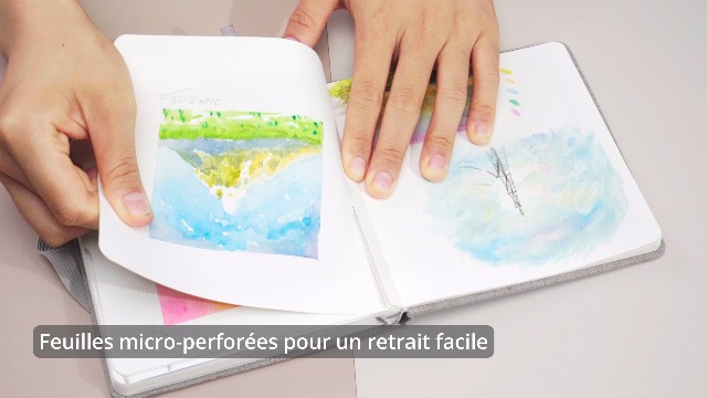 Journal à l'aquarelle, 9x14 cm, 300 gsm, papier coton tumuarta, presse à froid, 24 feuilles, 48
