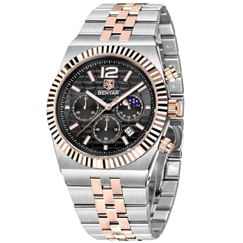 Image of BENYAR Men's Luxury Chronograph Watch Date Window High-Performance Luminous Quartz movment Waterproof -Ideal Gift for Business & Casual Gift Stylish Wristwatch for Men & Boys