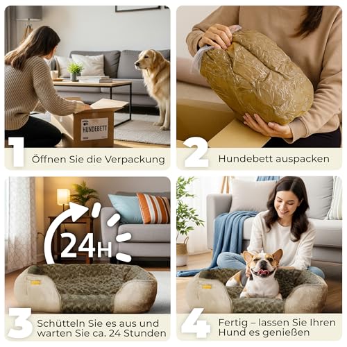 BOUCHABEL Kuscheliges Hundebett – Hundekissen, Hundekorb, Hundebett für kleine Hunde, weiche Hundecouch, waschbar und rutschfest, Füllung aus PP‑Baumwolle und geschreddertem Schaumstoff