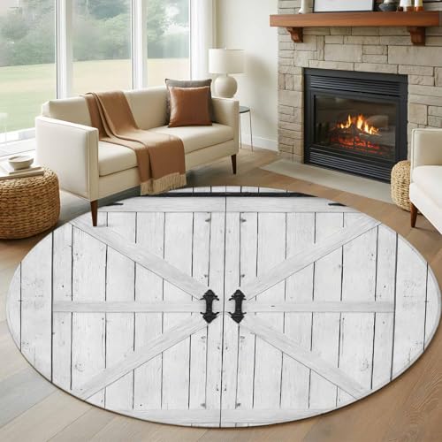 8ft Rustic Barn Door Area Rug Non Slip Soft Washable