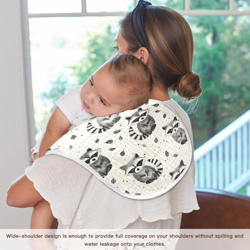 Cute Cartoon Raccoons Cotton Muslin Baby Burp Cloths Good Absorbent Burp rag for Set of 2, 22x11in 7