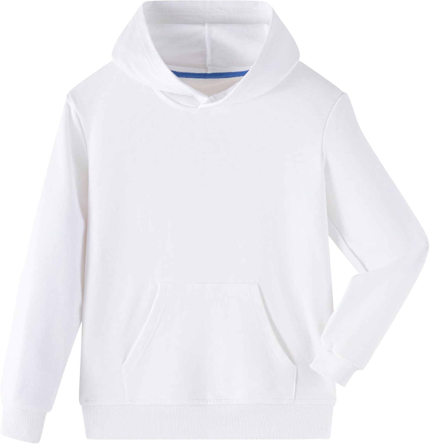 Boys Hoodies - Unisex Kids Solid Cotton Hooded Sweatshirt Pullover with Kangaroo Pocket for Girls 4-12 Years White