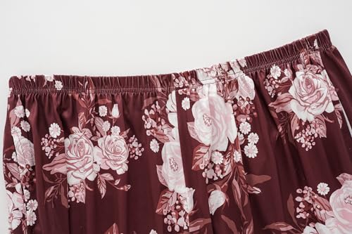 Image of Vozanet Women's Short Sleeve Top and Shorts Pajama Sets Plus Size V Neck Colorful Flower Nighty Loungewear With TWO Pockets