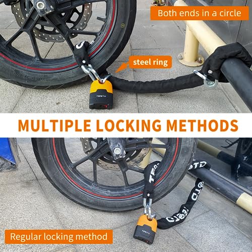 Bike Chain Lock 4Feet/120Cm Long Heavy Duty Anti-Theft Motorcycle Chain Locks Security 10Mm Thick Chain With Bright-Colored Lock,Durable Moped Lock With 4 Keys For Bicycle,Scooter(Updated Version) #TOP5