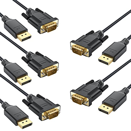 Câble DisplayPort vers VGA ultra résistant avec cordon tressé 1,8 m pour écran d'ordinateur