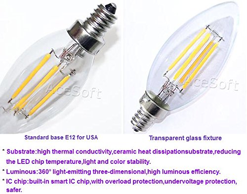 6X Retro Edison 4W E12 Filament Bulb LED Light Lamp Candle