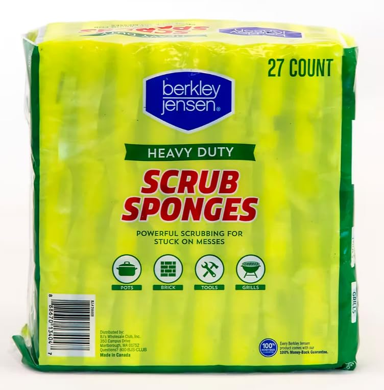 Image of Berkley Jensen Heavy Duty Cellulose Scrub Sponges, 27 ct., Yellow / Green