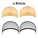 Produktbild 4 Stück Haarnetz Perückennetz Perücke Kappe Unterziehhaube Elastische Mesh Netz Beige und Schwarz