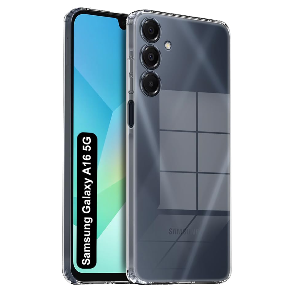 Image of Fashionury Crystal Clear Case for Samsung Galaxy A16 5G | Yellowing Resistance | Transparent TPU Silicone | Raised Camera Lips | Slim Transparent Cover