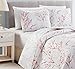 Great Bay Home Floral Full/Queen Quilt Set with Shams, Pink Floral Bedding Set, All-Season, Lightweight Bedspread. Reversible, Farmhouse Bedding. (Full/Queen, Sakura)