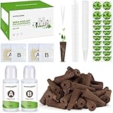 Ahopegarden 166PCS Hydroponic Pods Herb Kit: Grow Anything Kit With 600ml A&B Plant Food, 40 Grow Sponges, 40 Baskets, 40 Domes, 40 Labels, 1 Tweezer - Hydroponics Supplies for Aerogarden & Most Brand
