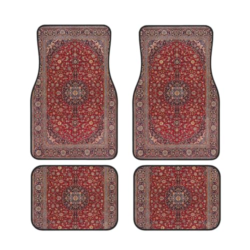 Car Floor Carpet Set of 4 Piece Elegant Retro Modern Vintage Persian Auto Interior Floor Mats Durable Front & Rear Carpets for Car Truck SUV & Van,Car Accessories Decoration