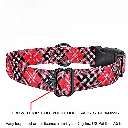 Image of Max and Neo Plaid Pattern NEO Dog Collar - We Donate a Collar to a Dog Rescue for Every Collar Sold (Red, Large)
