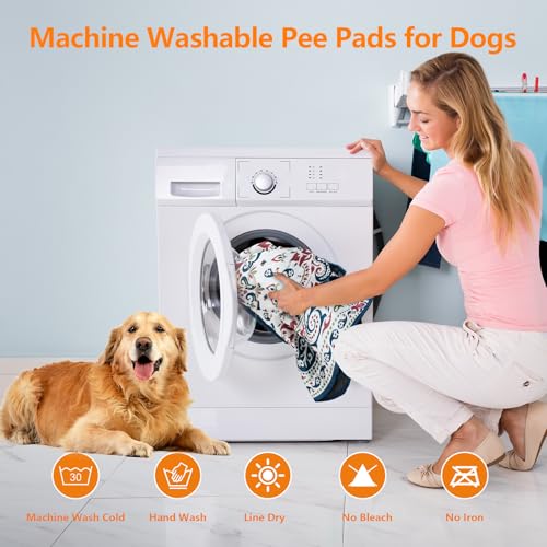 Image of Mozin Washable Pee Pads for Dogs, 2 Pack Super Absorbent Reusable Puppy Pads Waterproof, Leak-Proof & Non-Slip Whelping Pad for Potty Training, Playpens, Crates, Floors, Beds, and Couches 18 inchx24 inch