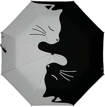 Amazon | 折りたたみ傘 日傘 8本骨 白 黒 猫柄 ネコ 折り畳み傘