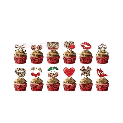 Lot de 24 décorations de cupcakes à imprimé léopard pour fêtes safari, anniversaires sur le thème des animaux, célébrations de la faune