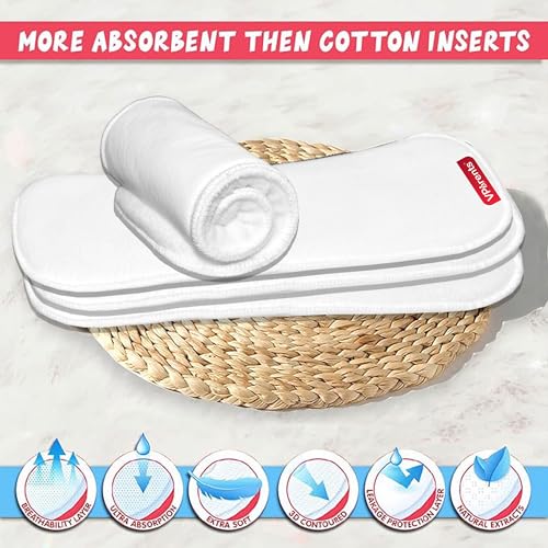 Image of VParents cloth diaper inserts for cloth diaper high absorbent 6 layer washable reusable wet free booster pads smart dry feel soaker pad baby diaper liners, Pack of 4
