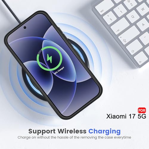 Image of TheGiftKart Hybrid Shockproof Back Cover Case for Xiaomi 17 5G Compatible with MagSafe | Hard Back Cover Case for Xiaomi 17 5G (PC & TPU, Translucent Smoke Matte Back, Black Sides)