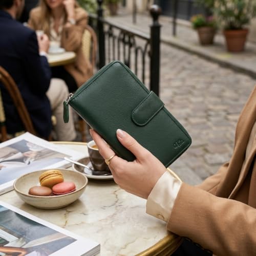 Image of Big Fat RFID Blocking Leather Organizer Checkbook Wallets For Women - Clutch