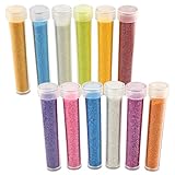 12 Envases Brillantina en Polvo Multicolor para Manualidades, 12 Tubos con Diamantina de Colores Surtidos Decorativa Arte...