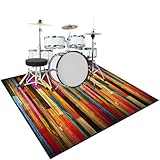 Alfombra para Batería Insonorizada: Alfombra bateria electronica de 8 mm de espesor, ejido de apretado superficie para aislamiento de ruido. Nuestra alfombra acústica de aislamiento acústico puede que pueden reducir eficazmente el ruido y la vibración debido a nuestra estructura acústica única. No sólo una alfombra para batería antideslizante y alfombra de tambor insonorizada, sino también una alfombras decoración para habitación