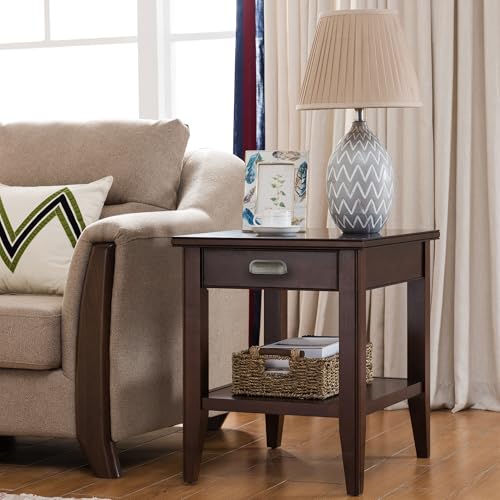 Image of Leick Home Laurent End Table, 24 inch, Chocolate Cherry