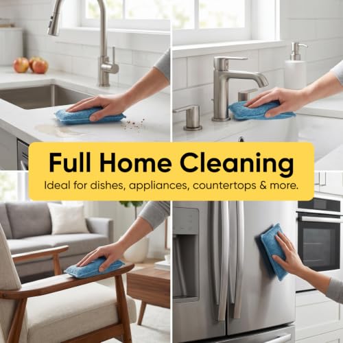Image of Miracle Microfiber Scrubbing Sponge, Blue Extra Scrubbing Power Sponge for Kitchen, Sink, Pot, Pan and Dish Washing, Super Absorbent and Rapid Drying 2-Pack