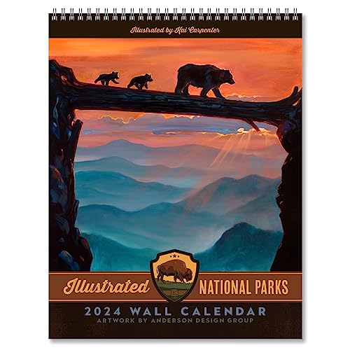 Americanflat 2024 Calendar - National Park Artworks Designed by Kai Carpenter - Large Wall Calendar with Monthly Format - Hanging Monthly Calendar Planner - 10x26 Inches When Open